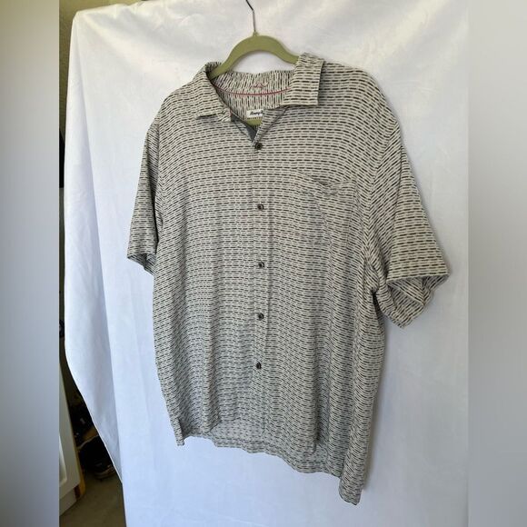 Tommy Bahama Silk Button Down Casual Shirt With Gray & Silver Pattern XL EUC - Picture 2 of 7